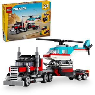 LEGO Creator 3in1 31146 Tieflader mit Hubschrauber, LKW-Spielzeug