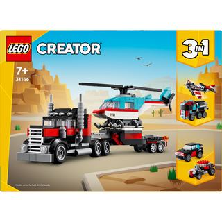 LEGO Creator 3in1 31146 Tieflader mit Hubschrauber, LKW-Spielzeug