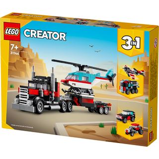 LEGO Creator 3in1 31146 Tieflader mit Hubschrauber, LKW-Spielzeug