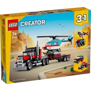 LEGO Creator 3in1 31146 Tieflader mit Hubschrauber, LKW-Spielzeug