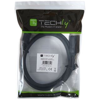 (&euro;9,90*/1m) 1.00m Techly Displayport 2.1 Anschlusskabel Stecker