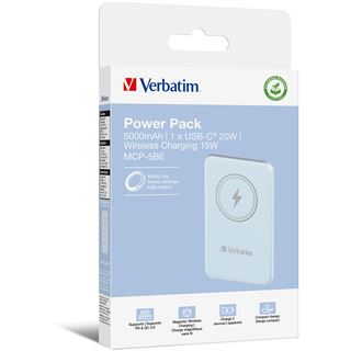 5.000mAh Verbatim MAG WIREL POWER BANK 5000 blau
