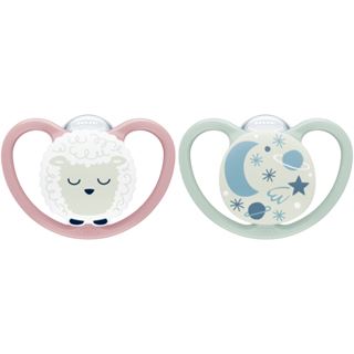NUK Space Night Silikon-Schnuller 18-36M, 2 St, rosa/mint