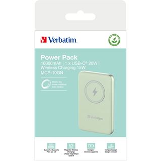 10.000 mAh Verbatim MAG WIREL POWER BANK GREEN
