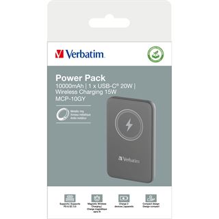 10.000 mAh Verbatim MAG WIREL POWER BANK GREY