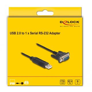 0,50m Delock USB 2.0 zu Seriell RS-232 Adapter