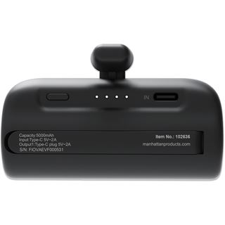 Manhattan Powerbank 5000 mAh mit integriertem USB-C-Stecker 10W zur