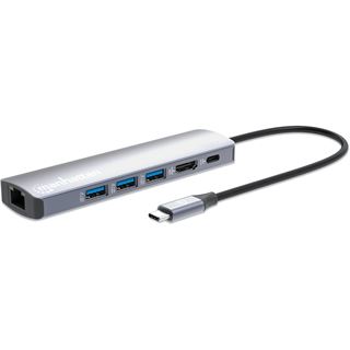 Manhattan 6-in-1 4K USB-C Dockingstation 1xHDMI 3xUSB 5 Gb/s