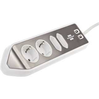 (&euro;11,98*/1m) 2.00m Brennenstuhl Steckdosenleiste alu/wei&szlig;