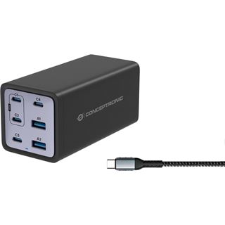 200 Watt Conceptronic Ladeger&auml;t 4Port 4xUSB-C,2xUSB-A +3-in-1 sw