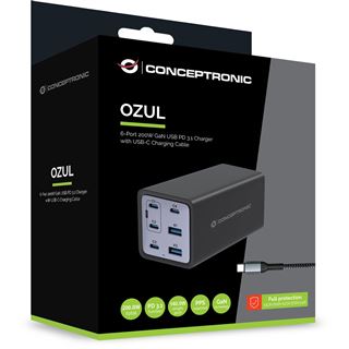 200 Watt Conceptronic Ladeger&auml;t 4Port 4xUSB-C,2xUSB-A +3-in-1 sw