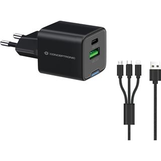 33 Watt Conceptronic Ladegerät 2Port 1xUSB-C,1xUSB-A +3-in-1