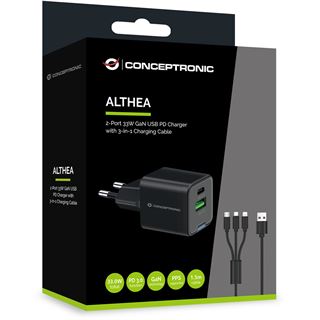 33 Watt Conceptronic Ladegerät 2Port 1xUSB-C,1xUSB-A +3-in-1