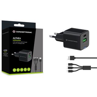 33 Watt Conceptronic Ladegerät 2Port 1xUSB-C,1xUSB-A +3-in-1