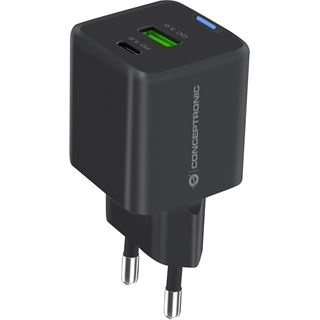 20 Watt Conceptronic Ladegerät 2Port 1xUSB-C,1xUSB-A 1.5m sw