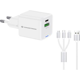 33 Watt Conceptronic Ladegerät 2Port 1xUSB-C,1xUSB-A +3-in-1