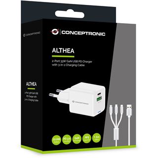 33 Watt Conceptronic Ladegerät 2Port 1xUSB-C,1xUSB-A +3-in-1