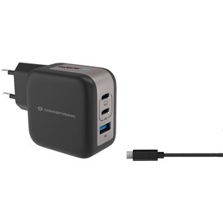 67 Watt Conceptronic Ladeger&auml;t 3Port 2xUSB-C,1xUSB-A 1.5m sw