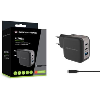 67 Watt Conceptronic Ladeger&auml;t 3Port 2xUSB-C,1xUSB-A 1.5m sw