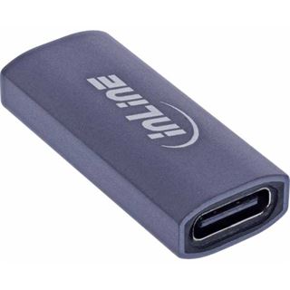 InLine USB4 Adapter, USB-C Buchse/Buchse, Aluminium, grau