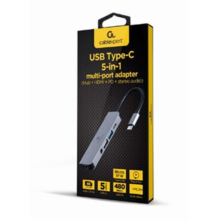 Gembird A-CM-COMBO5-02 USB Type-C 5-in-1 Multiport-Adapter (Hub +