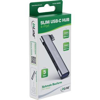 InLine Slim USB-C Hub, 4-Port, USB 3.0 + 3x USB 2.0, schmale Bauform