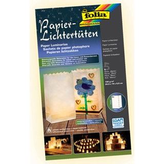folia Papiertüten für Tischlichter ohne Motiv weiß 5