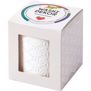 folia Washi Dekor Blüten weiß Deko-Klebeband matt 50,0 mm