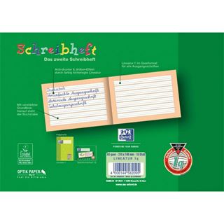 OXFORD Schreiblernheft Lineatur 1q liniert DIN A5 quer ohne Rand, 16