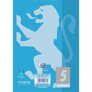OXFORD Schulheft Lineatur 5 kariert DIN A5 ohne Rand, 16 Blatt