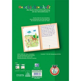 OXFORD Geschichtenheft Lineatur 1G blanko DIN A4 ohne Rand, 16 Blatt