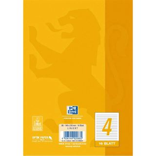 OXFORD Schulheft Lineatur 4 liniert DIN A5 ohne Rand, 16 Blatt