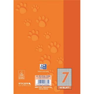 OXFORD Schulheft 7 mm Lineatur 7 kariert DIN A5 ohne Rand, 16 Blatt