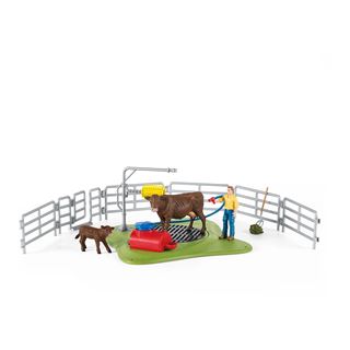 Schleich&reg; Farm World 42529 Kuh Waschstation Spielfiguren-Set