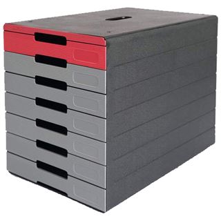 DURABLE Schubladenbox IDEALBOX PLUS grau/rot 776303, DIN C4 mit 7