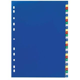 DURABLE Ordnerregister Vollformat 1-31 blau, gelb, rot, gr&uuml;n,