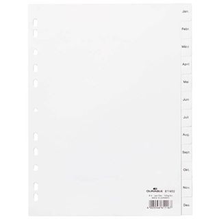 DURABLE Ordnerregister Vollformat Jan.-Dez. wei&szlig; 12-teilig, 1