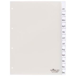 DURABLE Ordnerregister Vollformat 1-12/Jan.-Dez. transparent