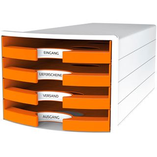 HAN Schubladenbox IMPULS orange 1013-51, DIN C4 mit 4 Schubladen