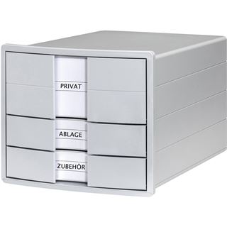 HAN Schubladenbox IMPULS lichtgrau 1017-11, DIN C4 mit 3 Schubladen