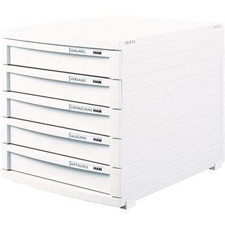 HAN Schubladenbox Contur wei&szlig; 1505-12, DIN B4 mit 5 Schubladen