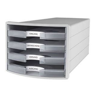HAN Schubladenbox Impuls transparent 1013-63, DIN C4 mit 4 Schubladen