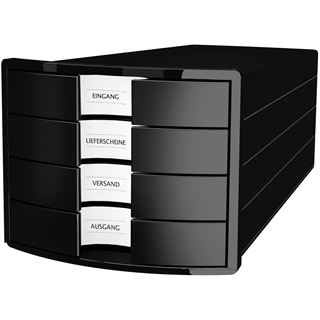 HAN Schubladenbox Impuls schwarz 1012-13, DIN C4 mit 4 Schubladen