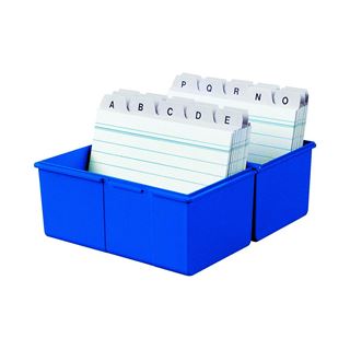 HAN A7 Karteikasten DIN A7 f&uuml;r 300 Karteikarten blau mit Deckel