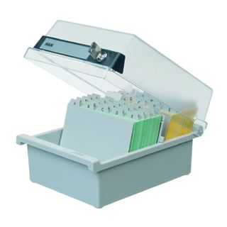 HAN Karteikasten DIN A7 f&uuml;r 800 Karteikarten lichtgrau mit Deckel