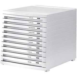 HAN Schubladenbox Contur wei&szlig; 1510-12, DIN B4 mit 10 Schubladen