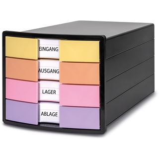 HAN Schubladenbox IMPULS gelb, orange, rosa, lila 1012-139, DIN A4,