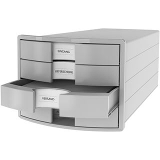 HAN Schubladenbox Impuls lichtgrau 1012-11, DIN C4 mit 4 Schubladen