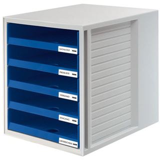 HAN Schubladenbox Schrank-Set blau 1401-14, DIN C4 mit 5 Schubladen