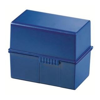 HAN A6 Karteikasten DIN A6 f&uuml;r 400 Karteikarten blau mit Deckel